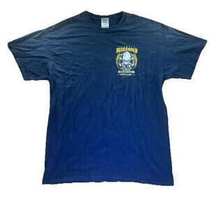 Vintage Notre Dame Blue and Gold Till Im Dead & Cold Skull Size Large T Shirt